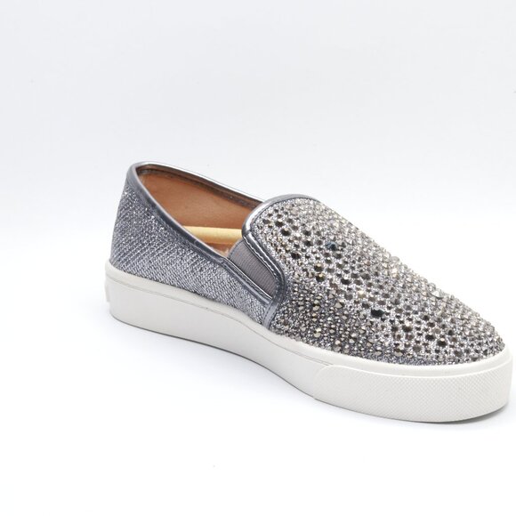 INC Womens Sammee Metallic Rhinestone Loafers Gray 6 Medium (B,M) - Picture 2 of 4